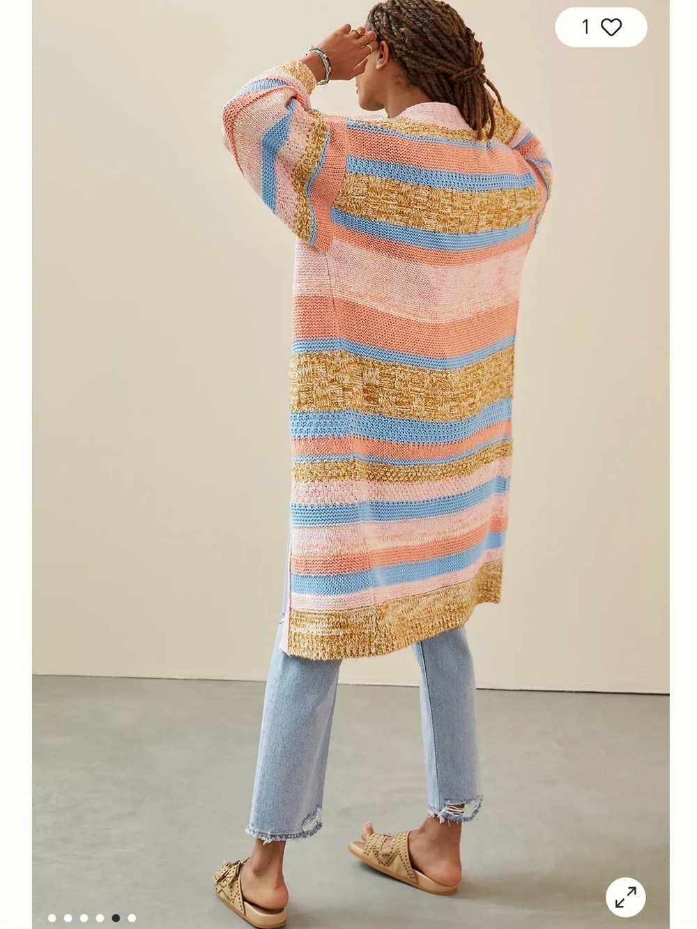 by Anthropologie Textured Striped Cardigan one size - Picture 3 of 9
